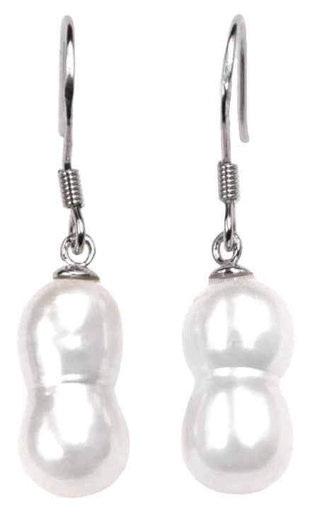 Zoetwater parel oorbellen met witte pinda parel en sterling zilver (925) | Pearl Peanut
