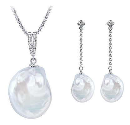 Zoetwater parel set Bling Dangling Coin Pearl
