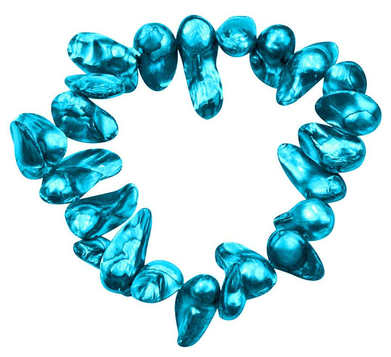 Zoetwater parel armband met aqua blauwe parels, elastisch | Pearl Blister Aqua Blue