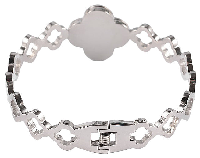 Wit parelmoeren armband met zilver edelstaal, achterkant