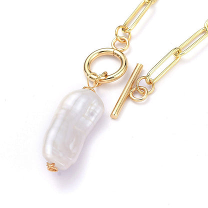 Zoetwater parelketting Biwa Pearl Gold Paperclip