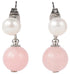 Zoetwater parel oorbellen met witte parel met rozenkwarts | Pearl Stud Rose Quartz
