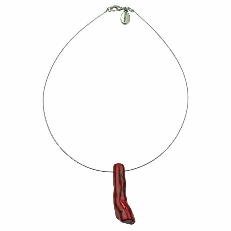 Koralen ketting met rood koralen hanger en sterling zilveren slotje | Coral Solo