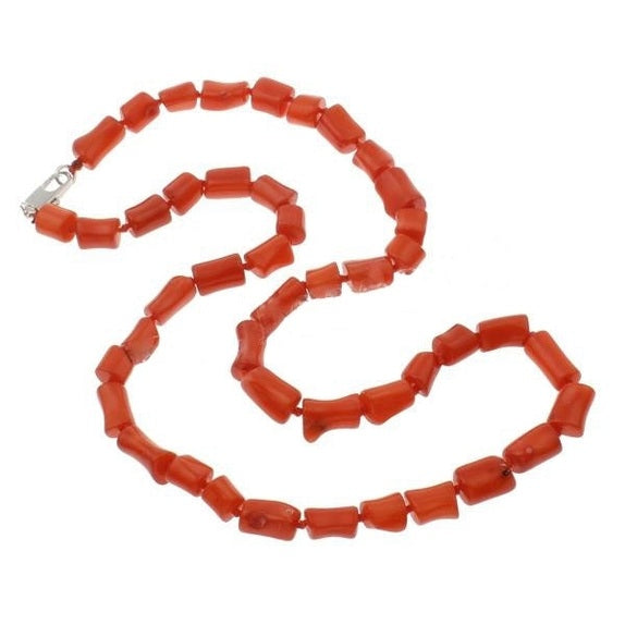 Rood koralen ketting met sterling zilveren slotje | Coral Snake
