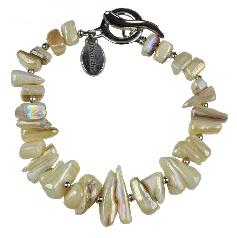 Cremè kleurige parelmoeren armband | Cube AB White