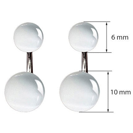 Witte edelstenen oorknopjes met kattenoog met maat indicatie | Double Cat’s Eye