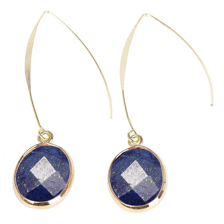 Lange blauwe edelstenen oorbellen met lapis lazuli en goud | Long Lapis Lazuli Gold