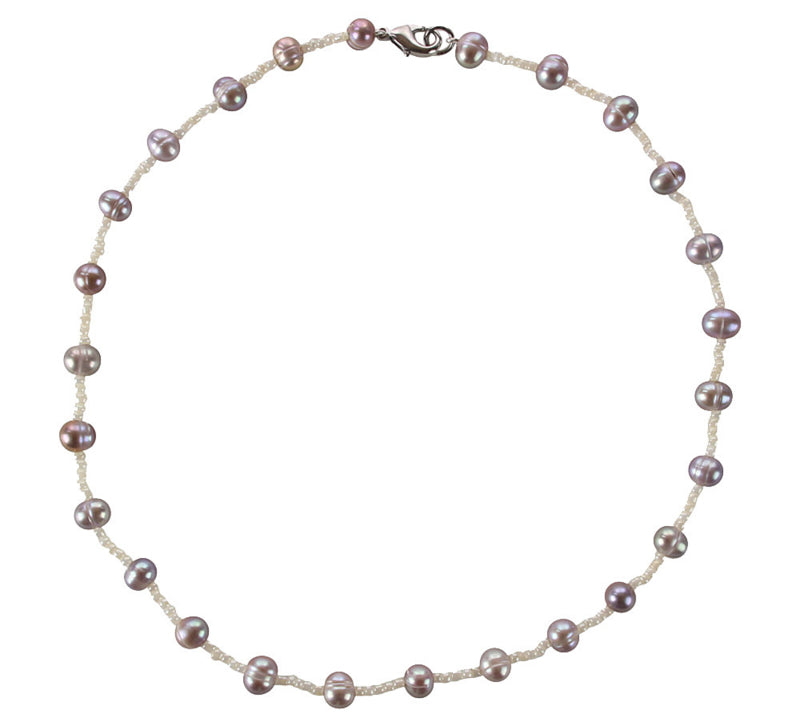 Zoetwater parelketting met roze parels en sterling zilver (925) | Little Pink White