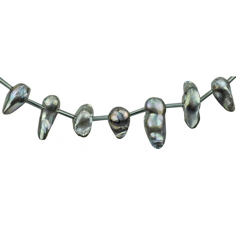 Detail van zoetwater parelketting met grijze parels en sterling zilver (925) | Blsiter Stick AB Grey