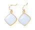 Licht blauwe edelstenen oorbellen met goud edelstaal | Sea Opal Gold Sqauare