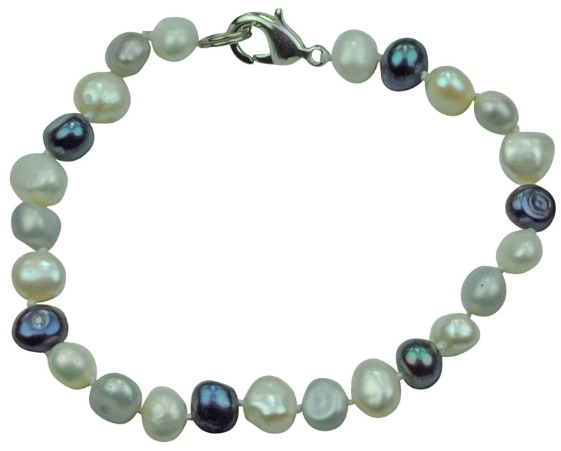 Zoetwater parel armband Grey Black White Pearl