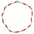 Zoetwater parelketting met witte parels, rood koraal en sterling zilver (925) | Coral Stick