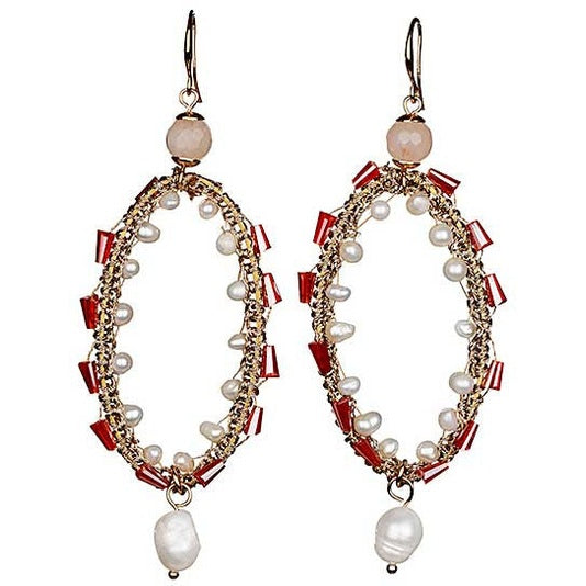 Lange witte zoetwater parel oorbellen | Florentien