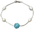 Wit zoetwater parel armband met blauwe stras steentjes | Pearl Stras Ball Aqua