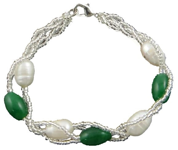 Zoetwater parel armband Twine Pearl Green Grass