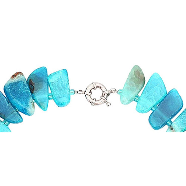 Slotje van grote blauwe edelstenen ketting met agaat | Sky Blue Lace Agate