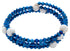 Wit zoetwater parel wikkelarmband met blauwe stras steentjes | Pearl W Metalic Blue