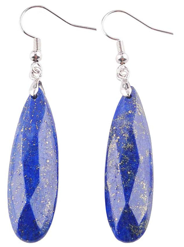 Edelstenen oorbellen Big Long Drop Lapis Lazuli