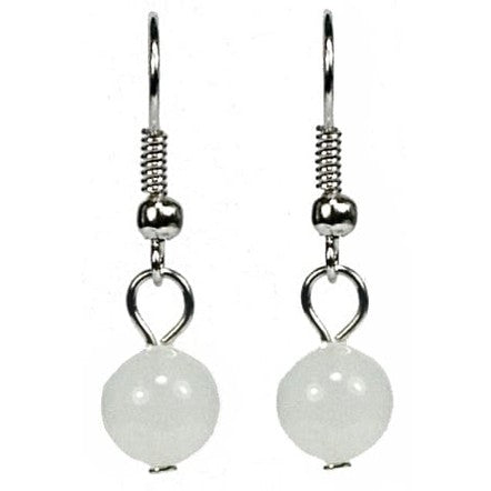 Witte edelstenen oorbellen met jade en sterling zilver (925) | Dangling Milky Jade