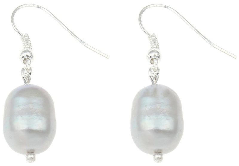 Zoetwater parel oorbellen met licht grijze parel en sterling zilver (925) | Light Grey Rice Pearl