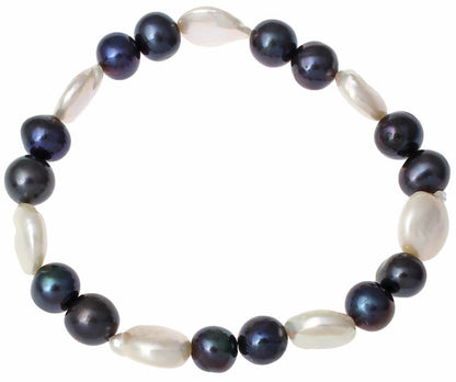 Zoetwater parel armband White Coin Dark Pearl
