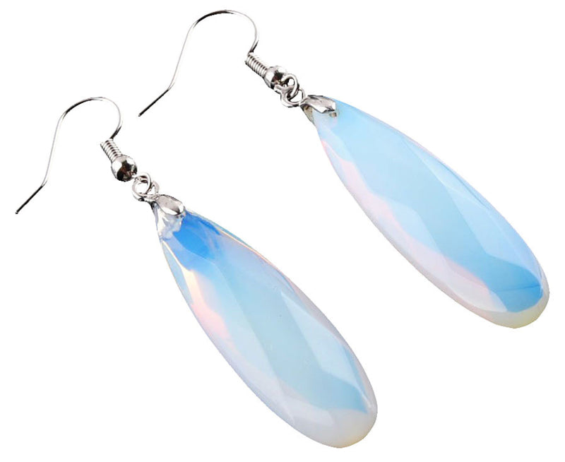 Edelstenen oorbellen Big Long Drop Sea Opal