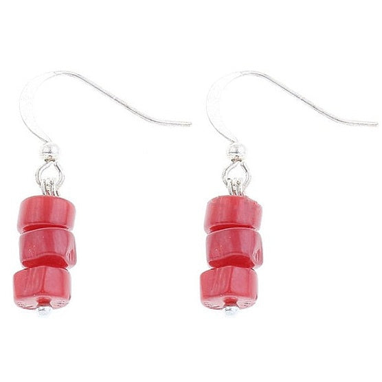 Rood koralen oorbellen met sterling zilver 925 | Little Coral Snake