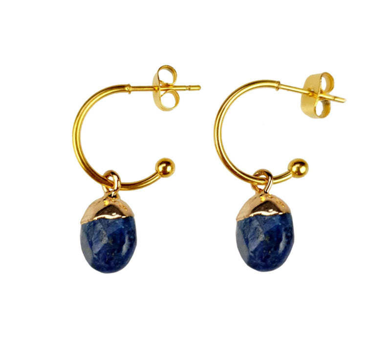 Blauwe edelstenen oorbellen met goud edelstaal en lapis lazuli | Golden Hope 15 mm Lapis Lazuli