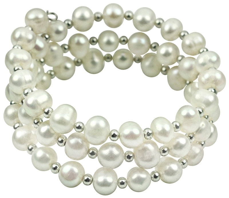 Wit zoetwater parel wikkel armband | White Pearl Wrap