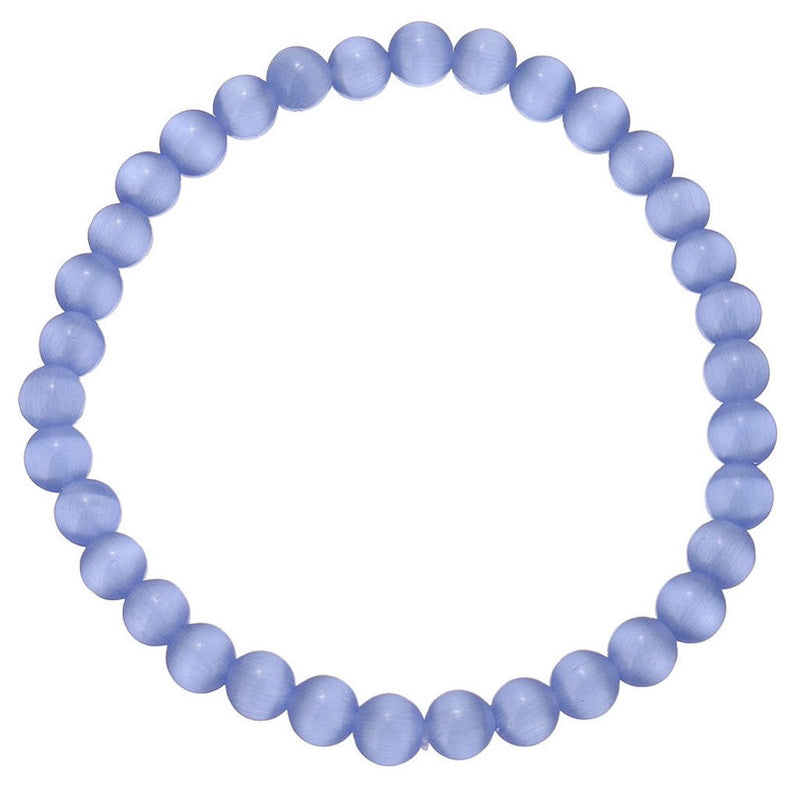 Edelstenen armband met licht blauwe kattenoog | Elastisch | Cat’s Eye Light Blue