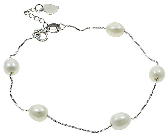 Wit zoetwater parel armband, minimalistisch | Pearl Chain