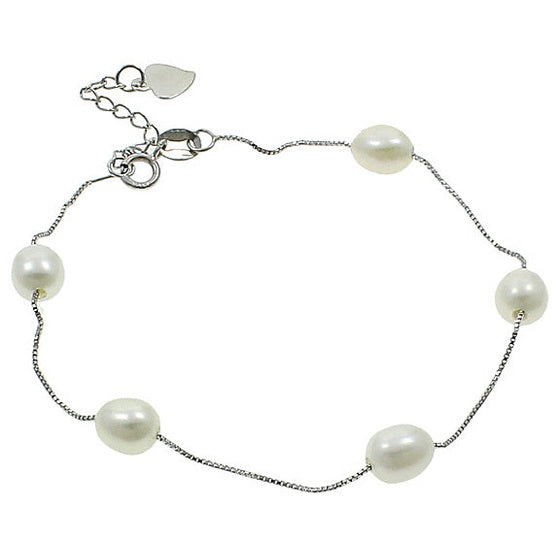 Wit zoetwater parel armband, minimalistisch | Pearl Chain
