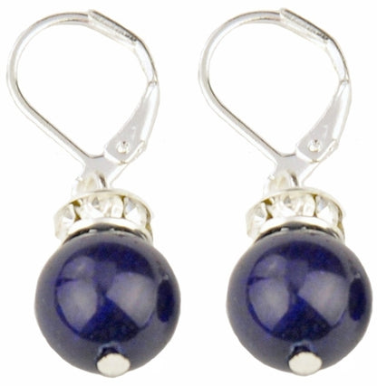 Blauwe edelstenen oorbellen met stras steentjes en zilver edelstaal | Bling Blue Agate