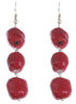 Lange rood koralen oorbellen met sterling zilver (925) | Long Red Big Coral