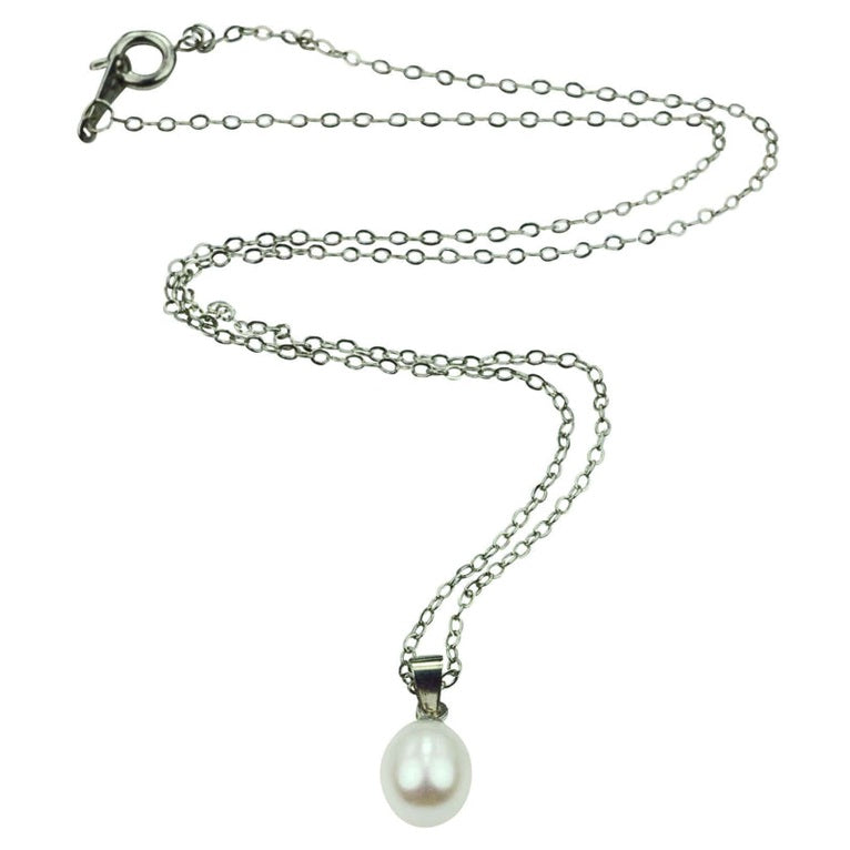 Zoetwater parelketting met witte parel hanger | Cadeau set Single Pearl W