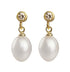 Witte zoetwater parel oorbellen met stras steentje, parel oorknopjes | Bling Gold White Pearl