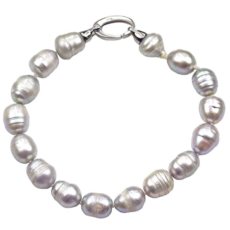 Grijs zoetwater parel armband, handgeknoopt | Ashley Grey