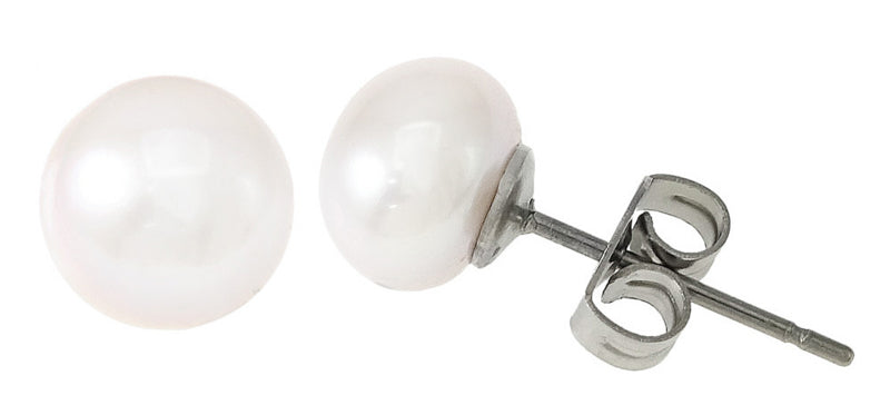 Witte zoetwater parel oorbellen, witte parel oorknopjes 10 mm | Pearl White 10 mm