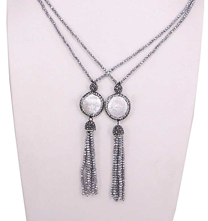 Zoetwater parelketting Bright Coin Pearl Silver