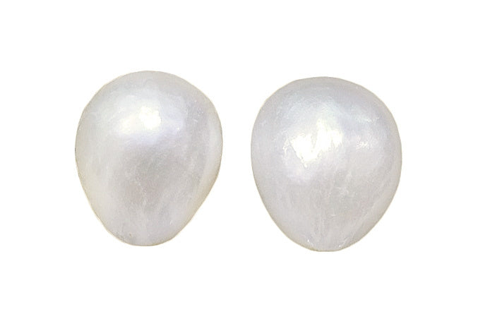 Witte barok parel oorbellen met sterling zilveren oorstekers, grote witte zoetwater parel oorknoppen met sterling zilver (925)