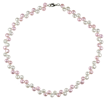 Zoetwater parelketting met witte en roze parels en sterling zilver (925) | Gonty