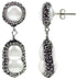 Zoetwater parel oorbellen met witte parels, stras steentjes en sterling zilver (925) | Double Bling Peanut Pearl
