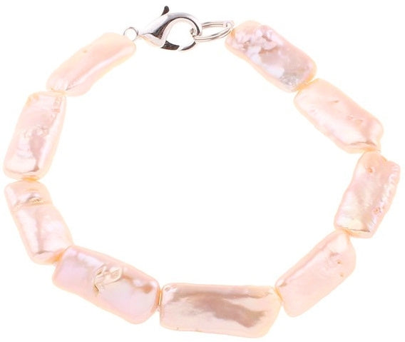 Zoetwater parel armband Pearl Rectangle Peach
