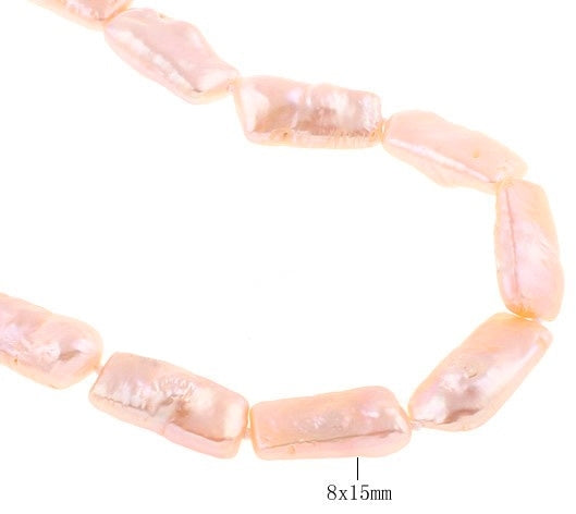 Zoetwater parelketting Pearl Rectangle Peach