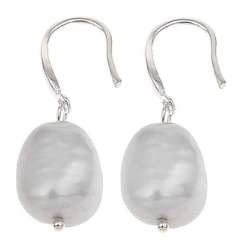 Grijze zoetwater parel oorbellen met sterling zilver (925) | Drop Pearl Grey