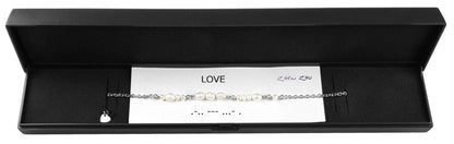 Cadeau set zoetwater parelketting Morse Code Love Pearl Silver