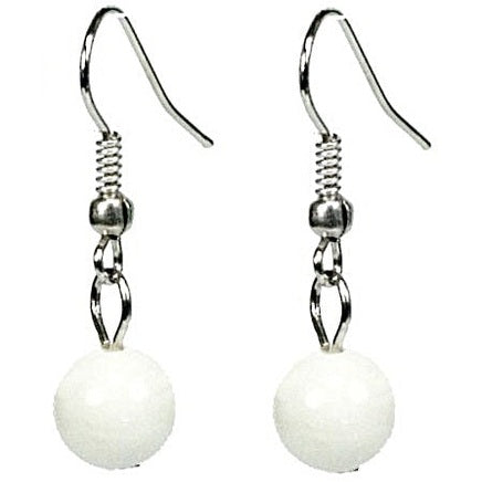 Witte edelstenen oorbellen met jade en sterling zilver (925) | Dangling White Jade