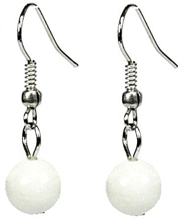 Edelstenen oorbellen Dangling White Jade