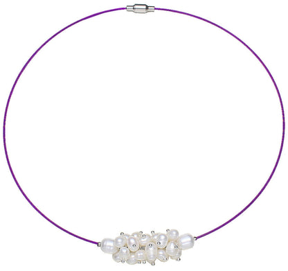 Zoetwater parelketting White Oval Ball Purple