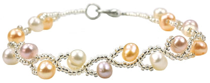 Zoetwater parel armband met witte, zalm en roze parels | Twist Pearl Soft Colors